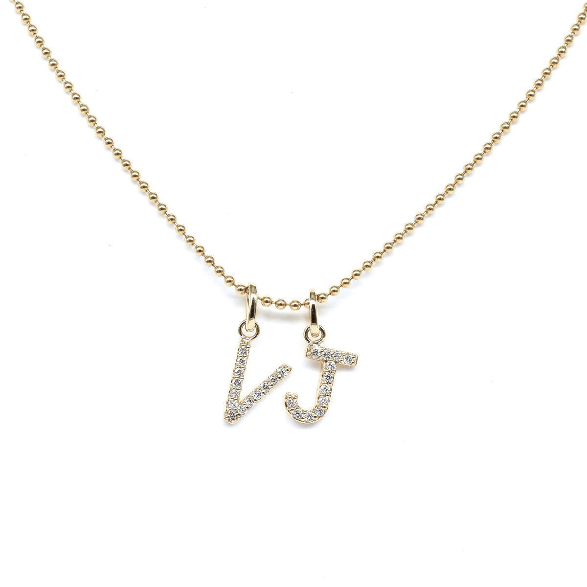 Diamond Letter Pendant in Yellow Gold on a Ball Chain