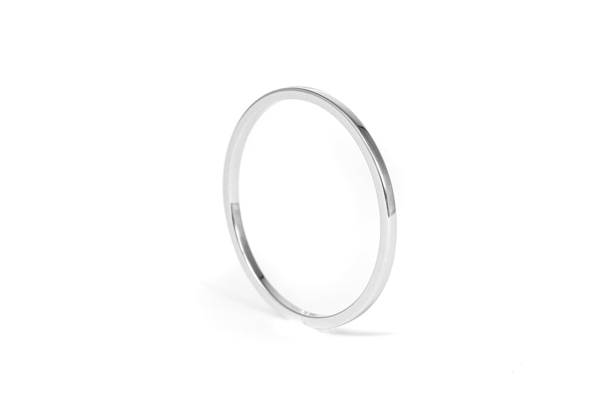 White Gold Stackable Ring - VaudryJewelry