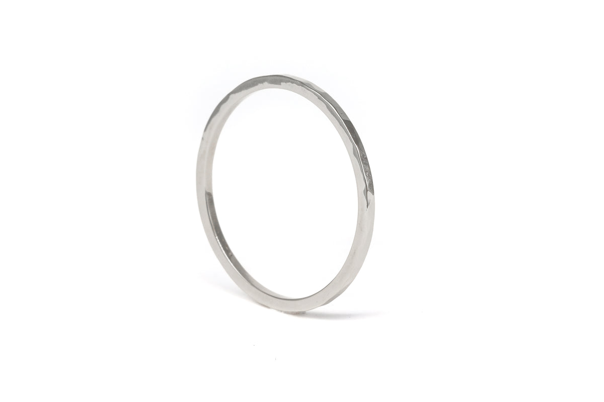 White Gold Hammered Stackable Ring
