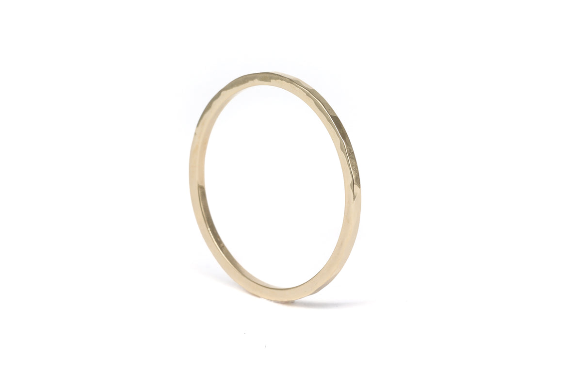 Yellow Gold Hammered Stackable Ring