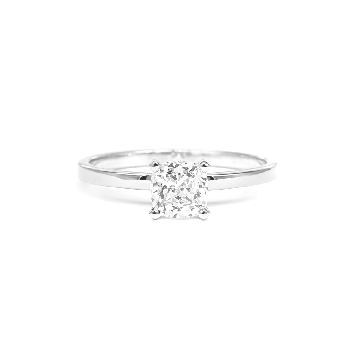 1ct Cushion Diamond Solitaire Engagement Ring in White Gold