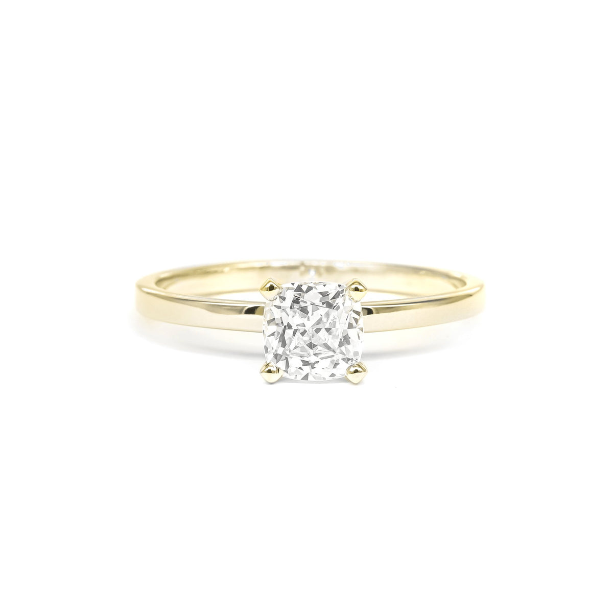 Cushion Diamond Solitaire Ring in 18K Yellow Gold