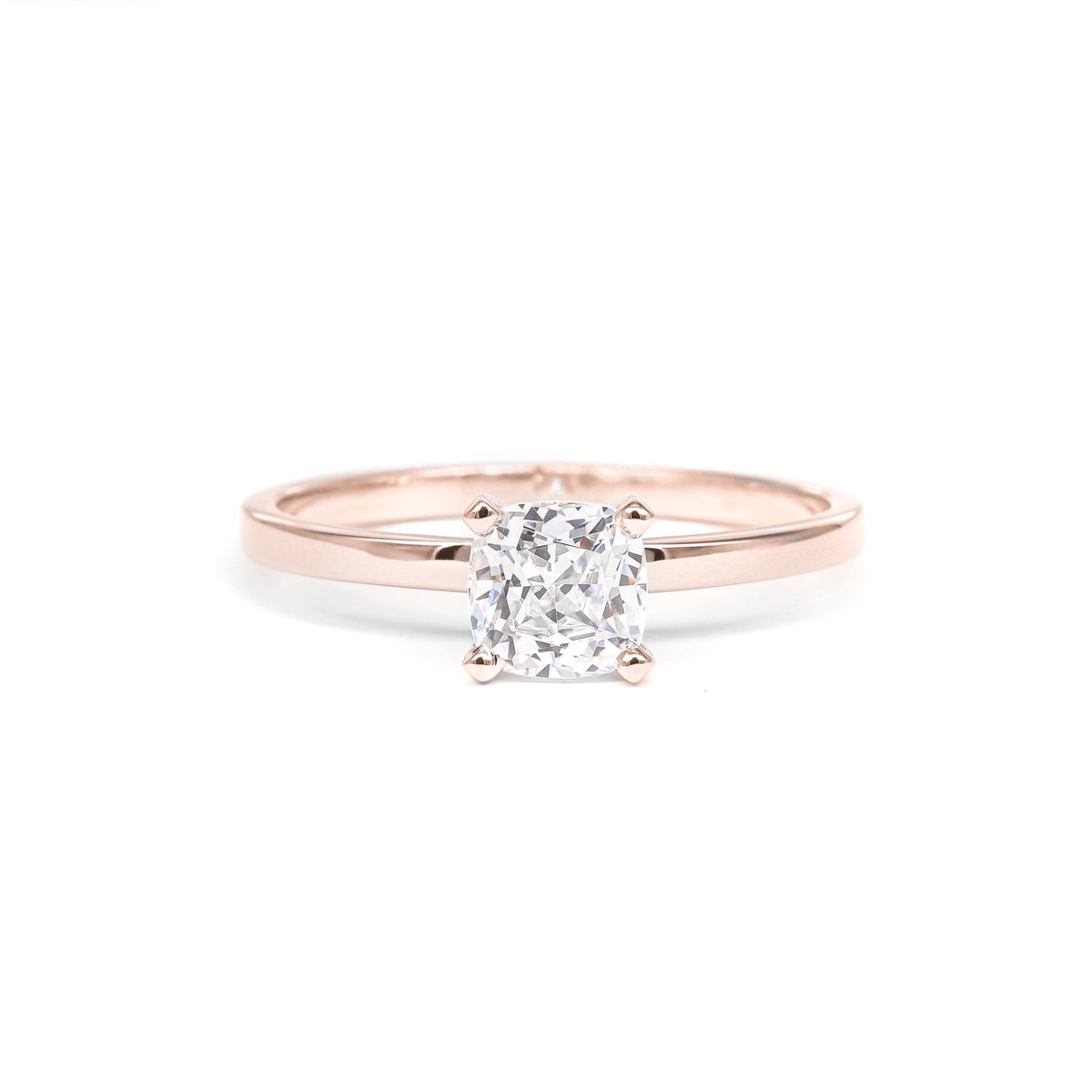 Cushion Diamond Solitaire Ring in 18K Rose Gold