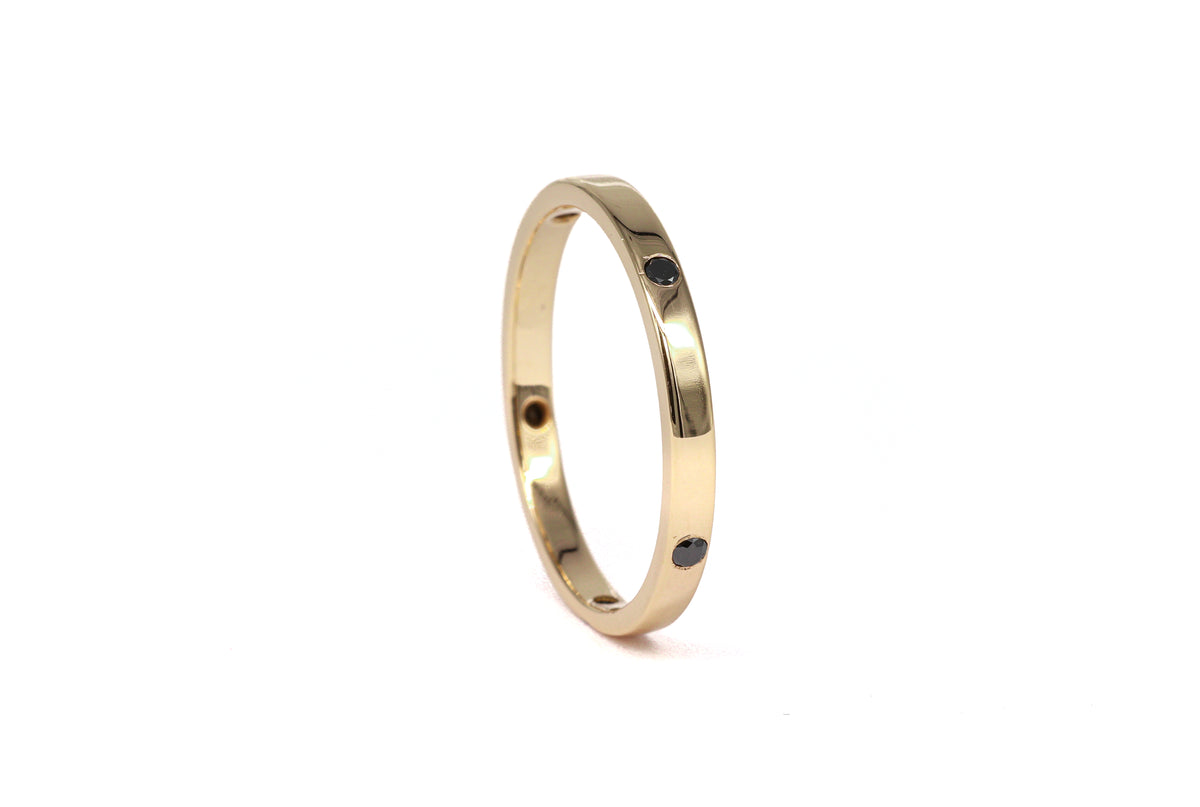 Black Diamond Yellow Gold Ring