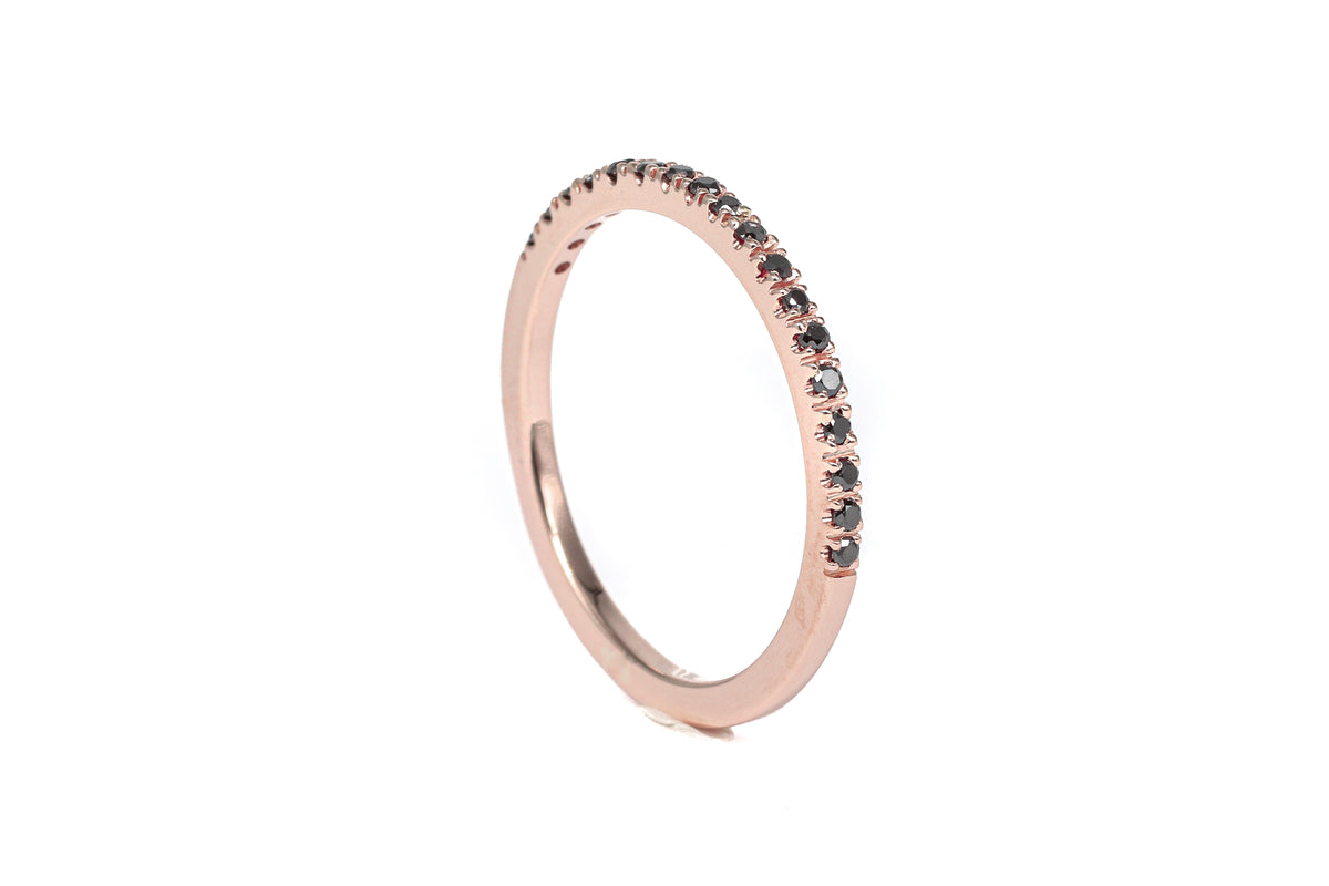 Half Eternity Black Diamond Rose Gold Band