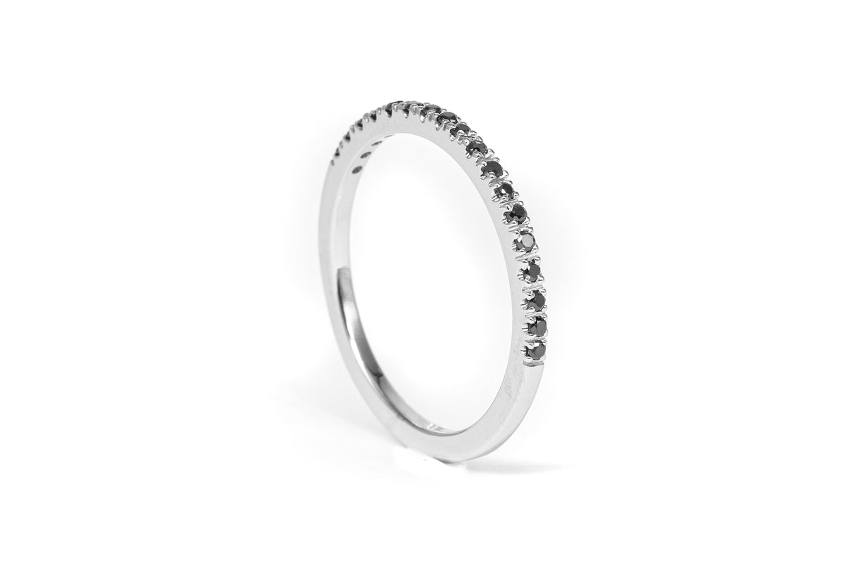 Half Eternity Black Diamond White Gold Band