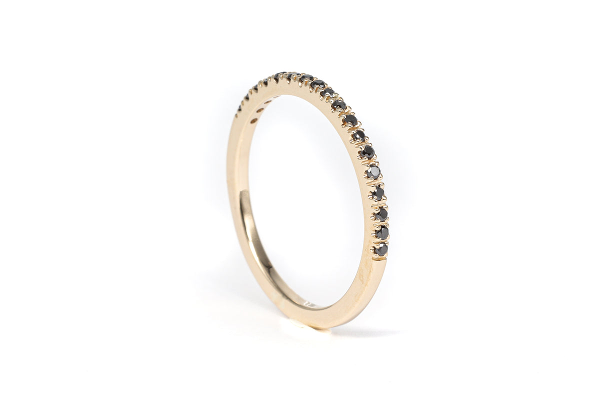 Half Eternity Black Diamond Yellow Gold Band