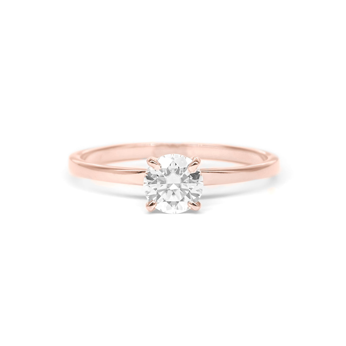Moissanite Solitaire Engagement Ring in Rose Gold