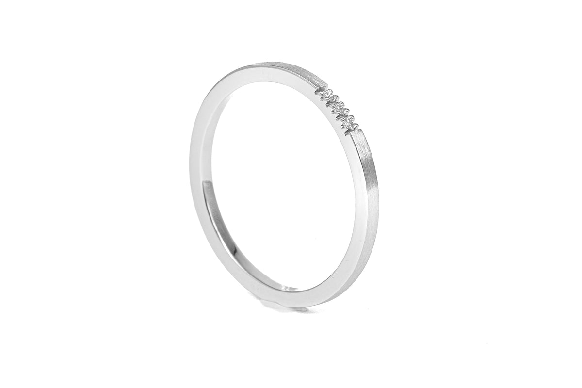 Three Diamond White Gold Band