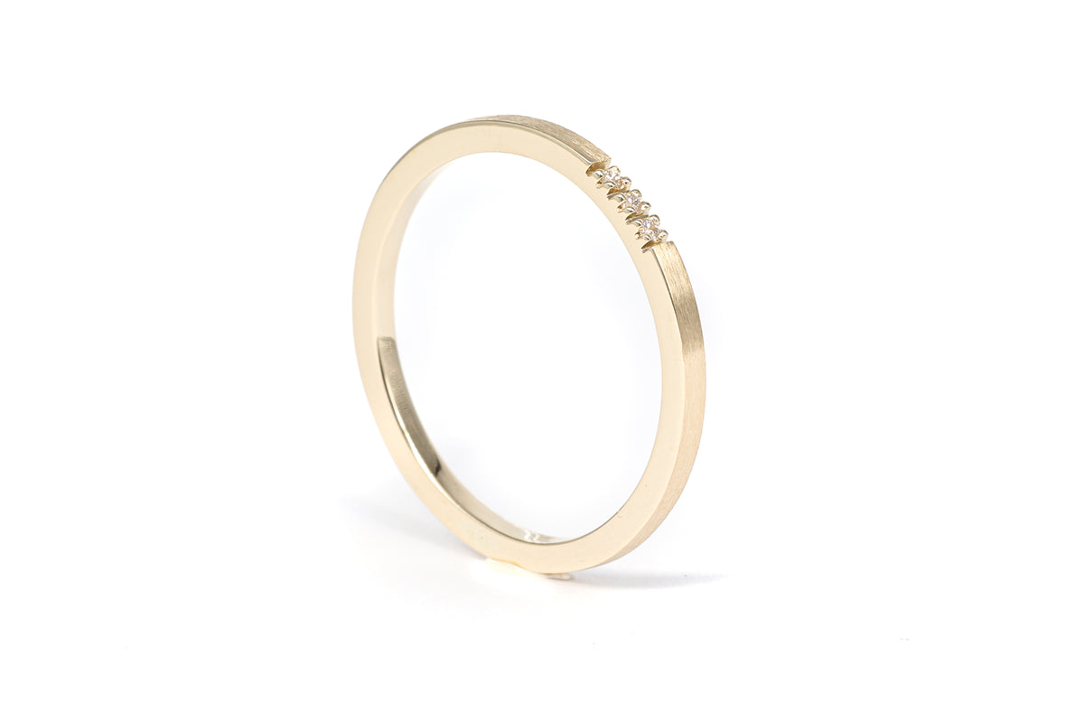 Three Diamond Yellow Gold Ring