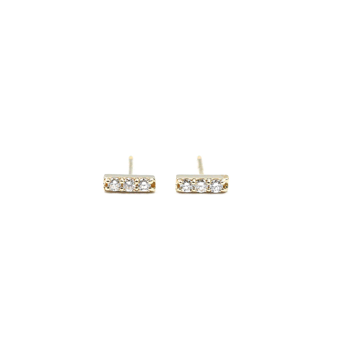 14k Gold Bar Earrings With Diamonds
