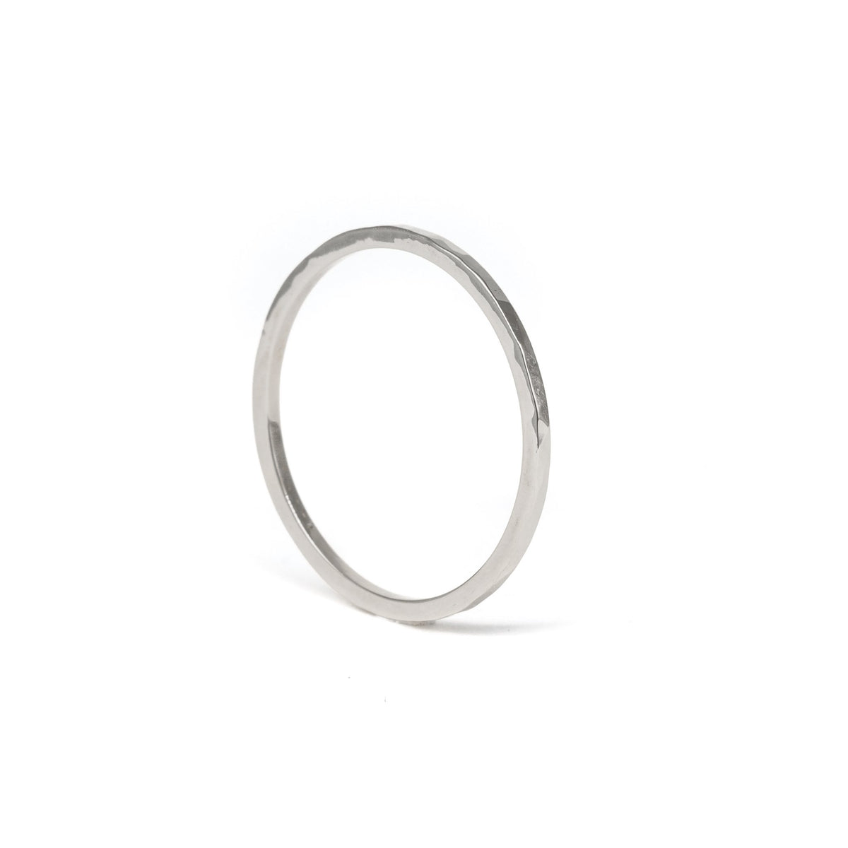 White Gold Hammered Stackable Ring
