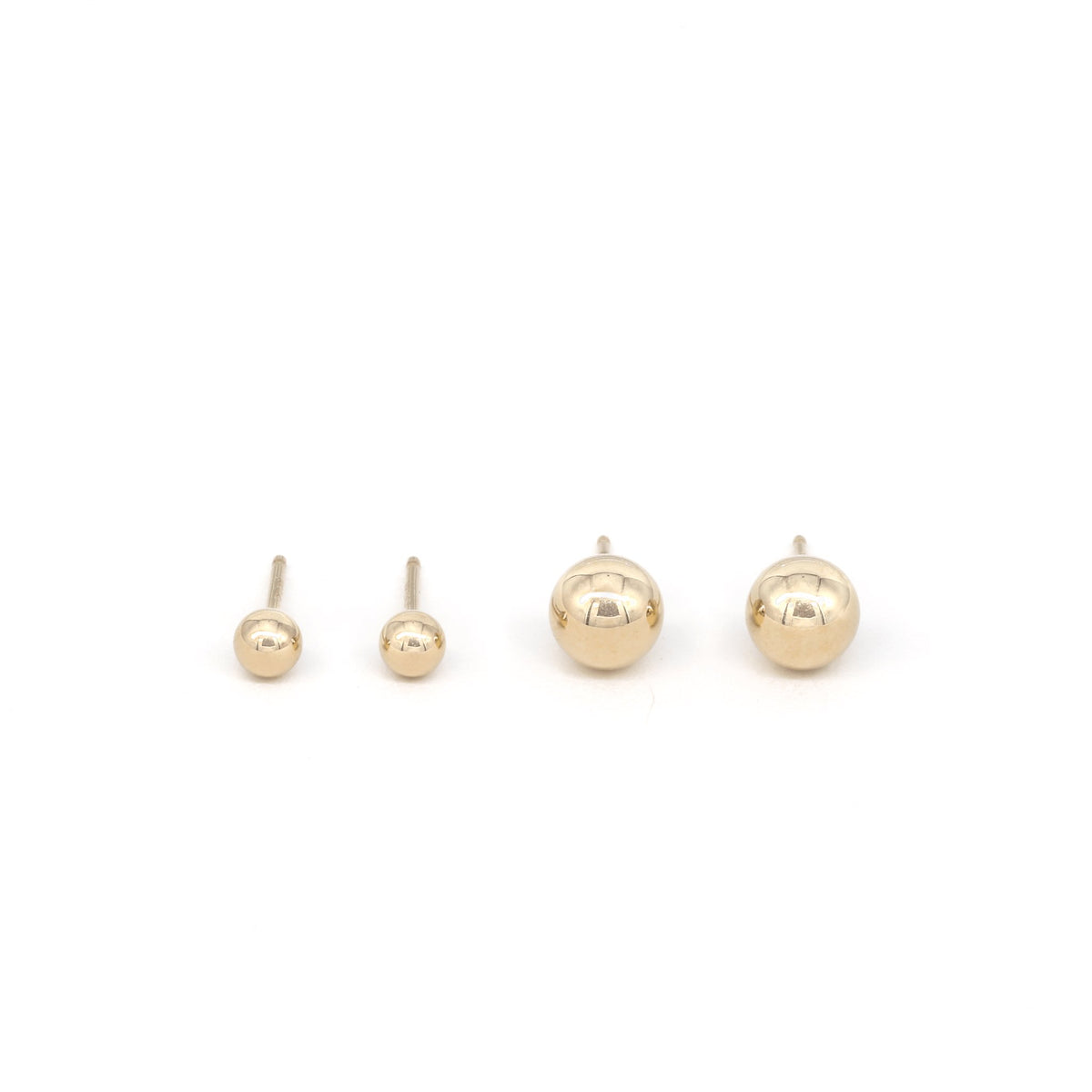 Gold Ball Stud Earrings 3mm and 5mm