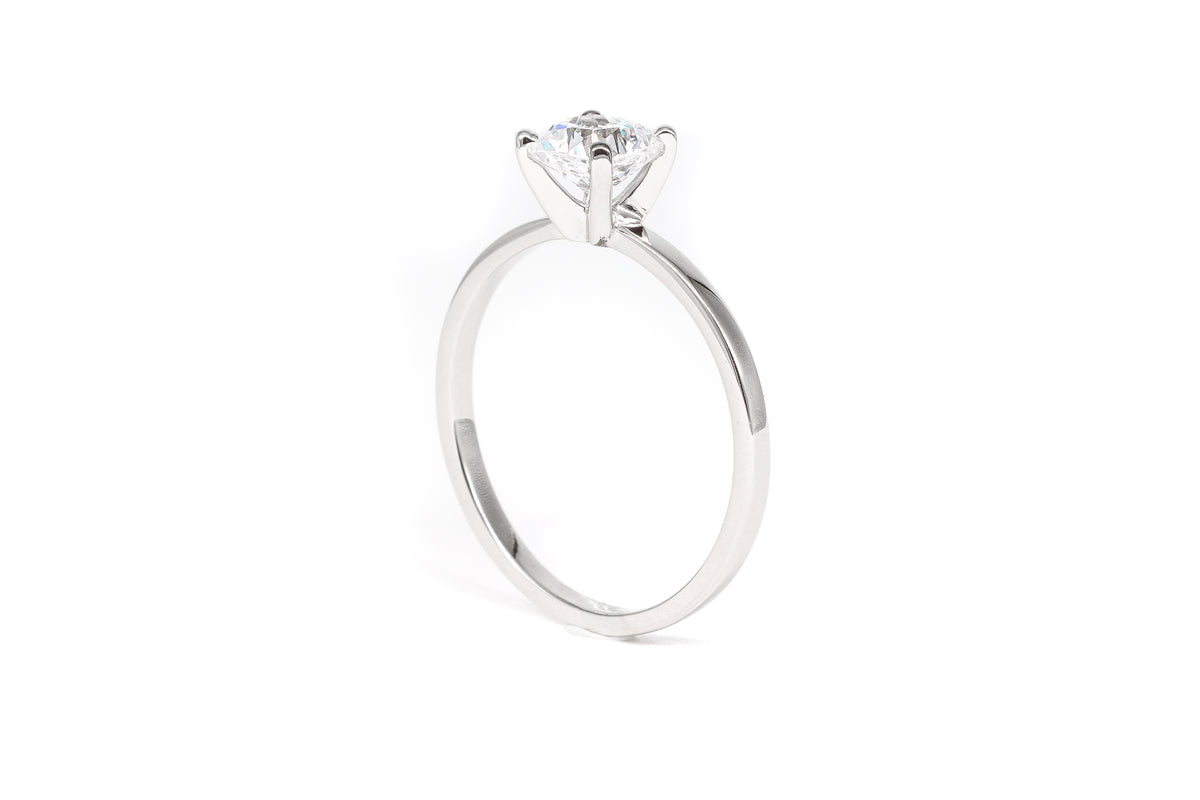 Cushion Lab Grown Diamond Solitaire Ring in 18K White Gold (1.00 ct or more)