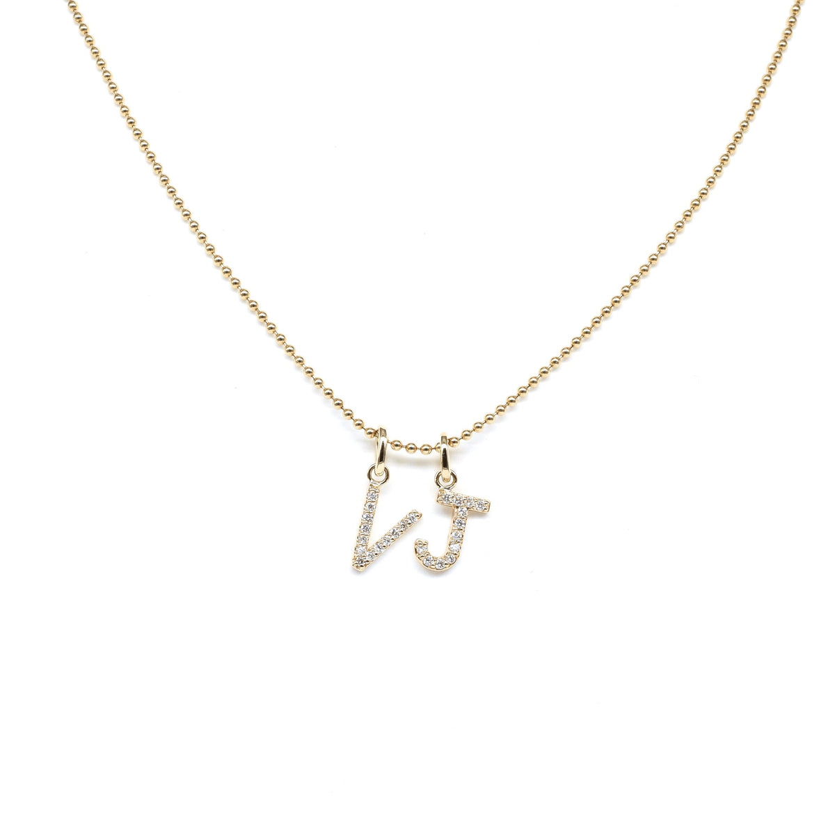 Diamond Letter Pendant in Yellow Gold on a Ball Chain