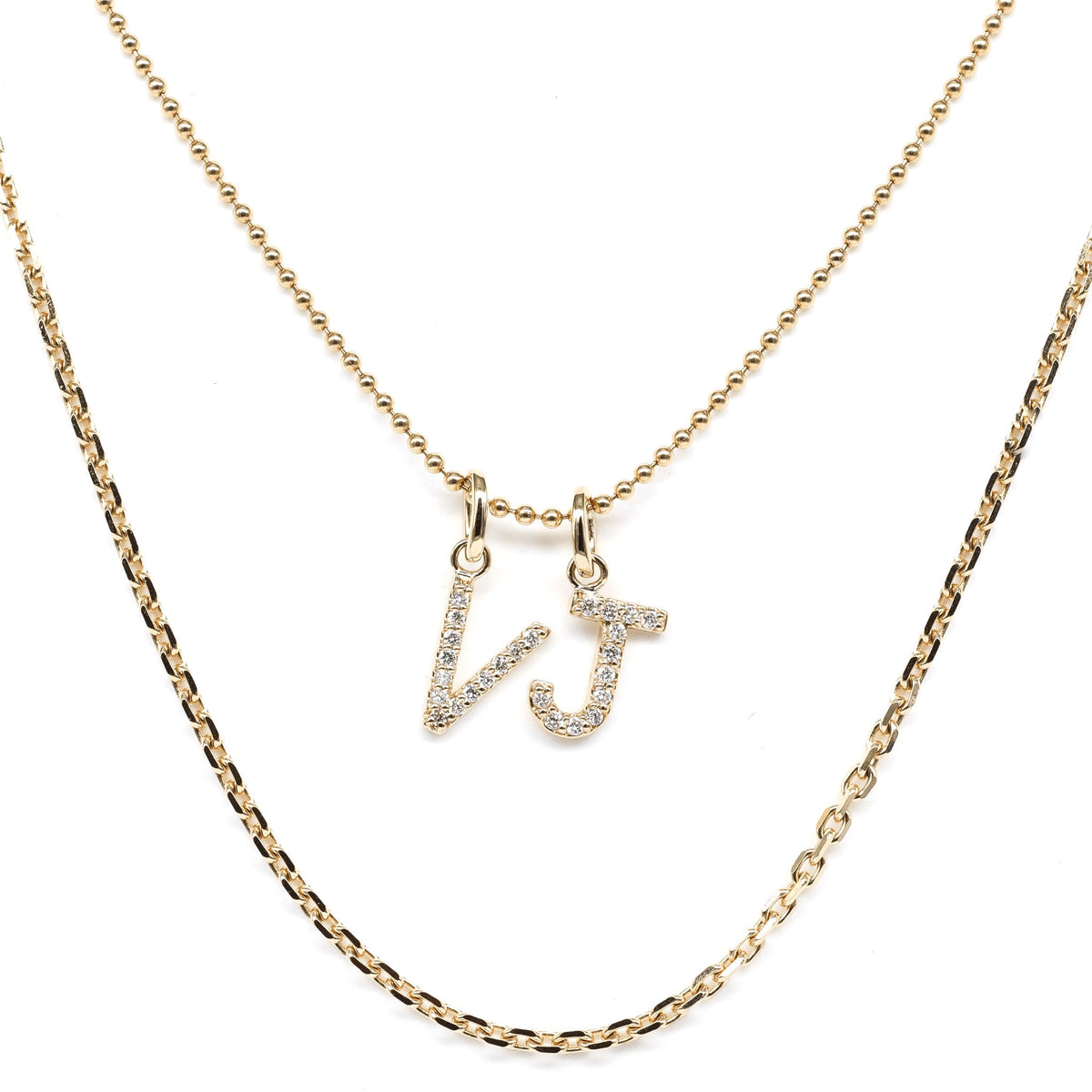 Diamond Letter Pendant in Yellow Gold