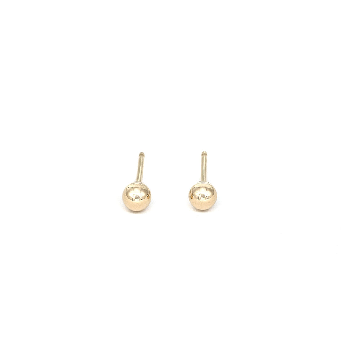 Gold Ball Stud Earrings 3mm