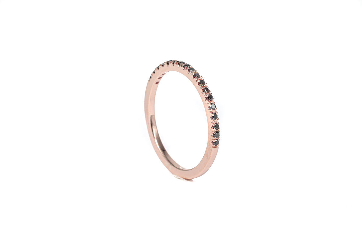 Half Eternity Black Diamond Rose Gold Band