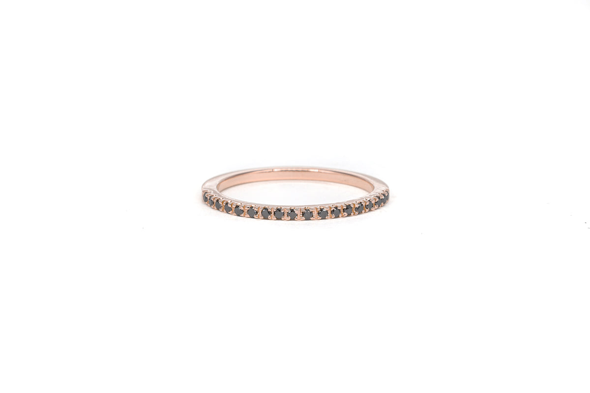 Half Eternity Black Diamond Rose Gold Band