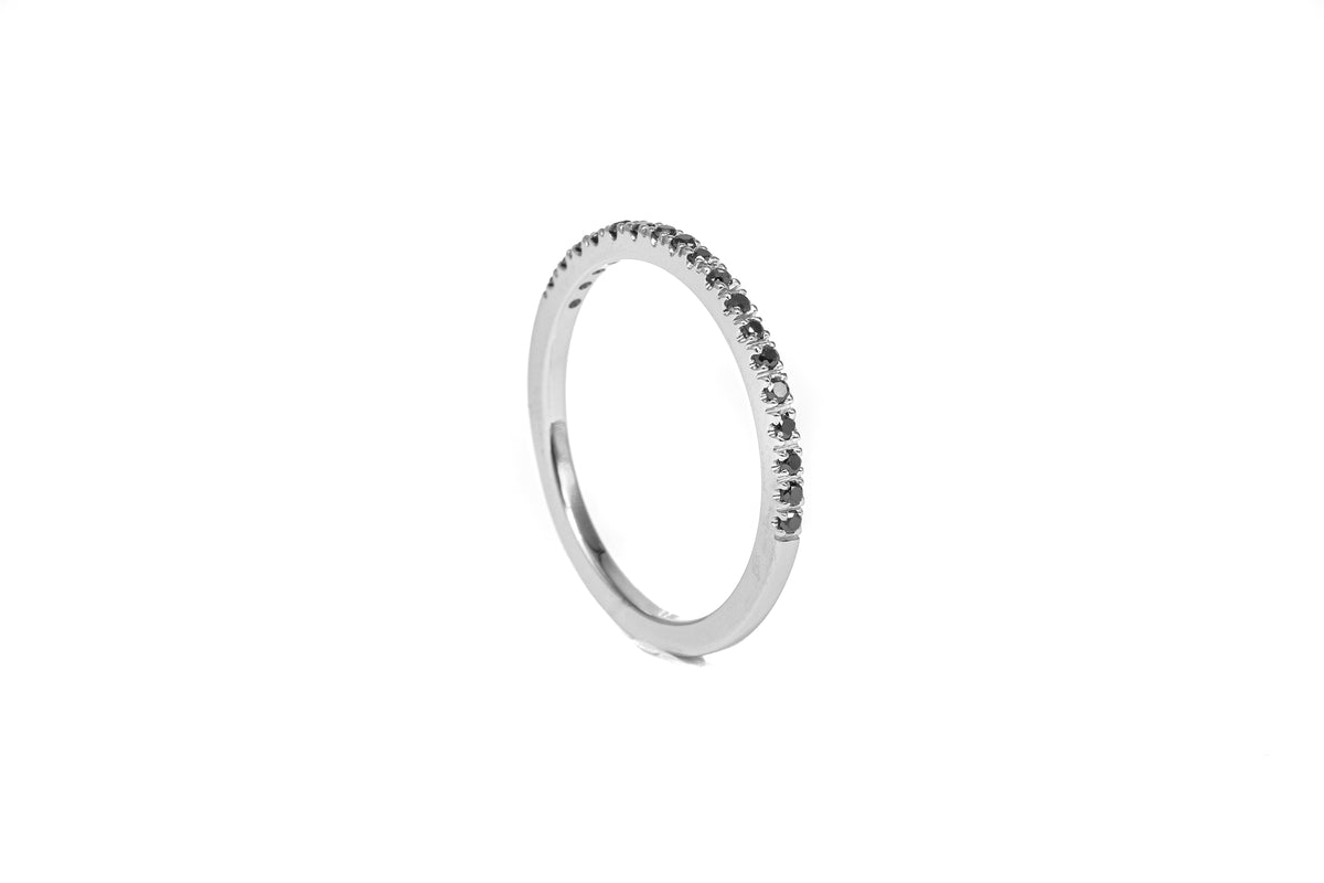 Half Eternity Black Diamond White Gold Band