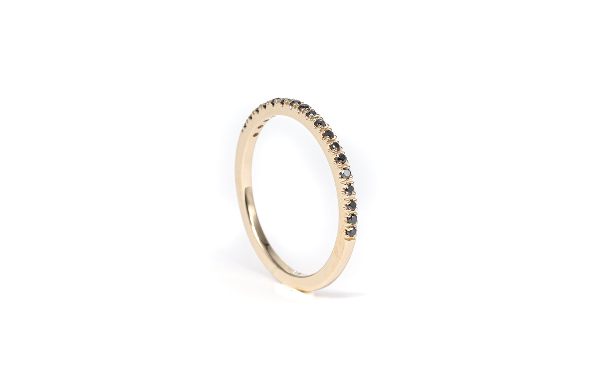 Half Eternity Black Diamond Yellow Gold Band