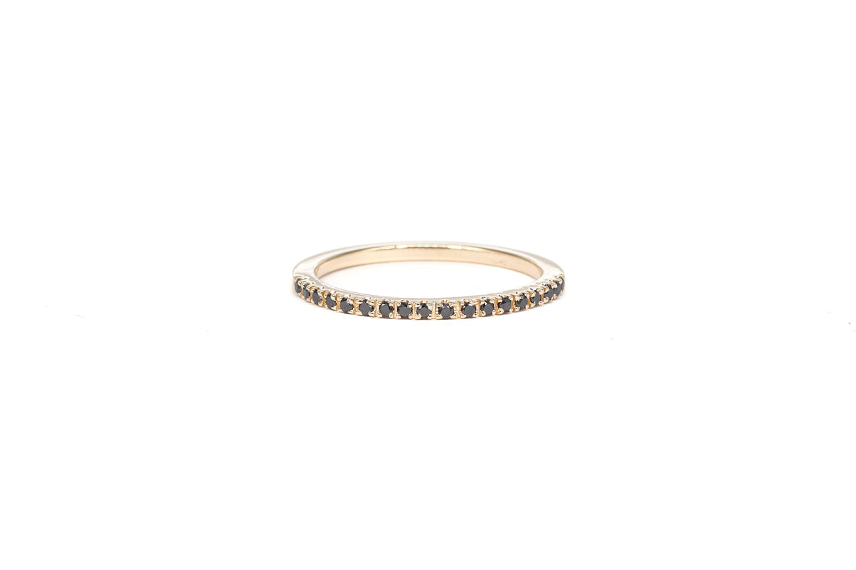 Half Eternity Black Diamond Yellow Gold Band