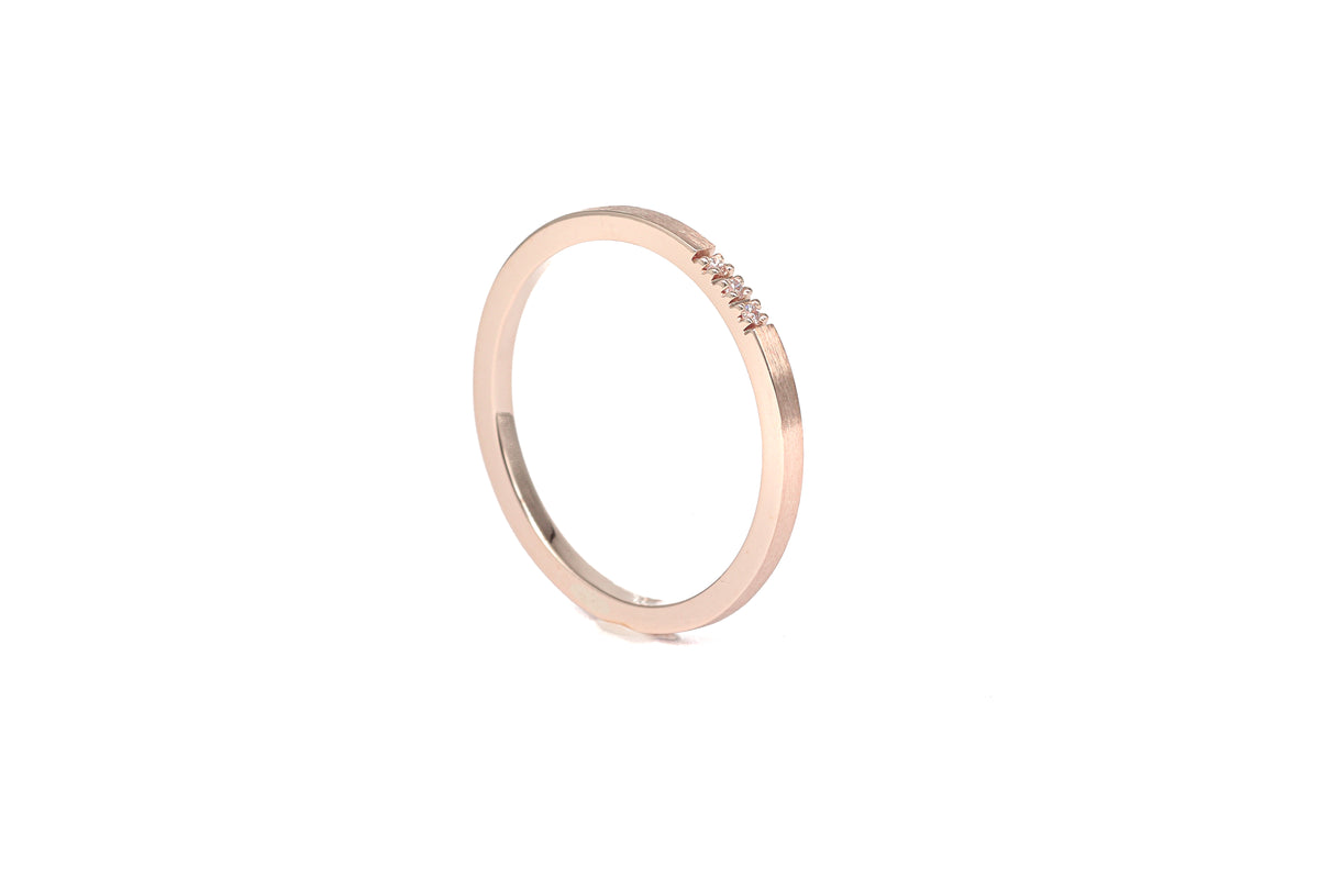 Three Diamond Rose Gold Band