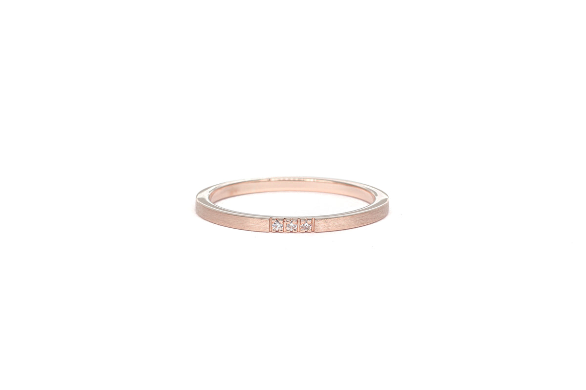 Three Diamond Rose Gold Band