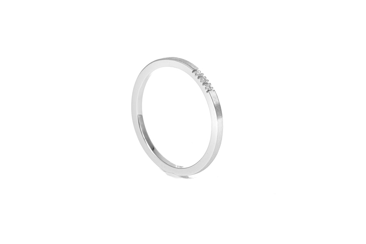 Three Diamond White Gold Band