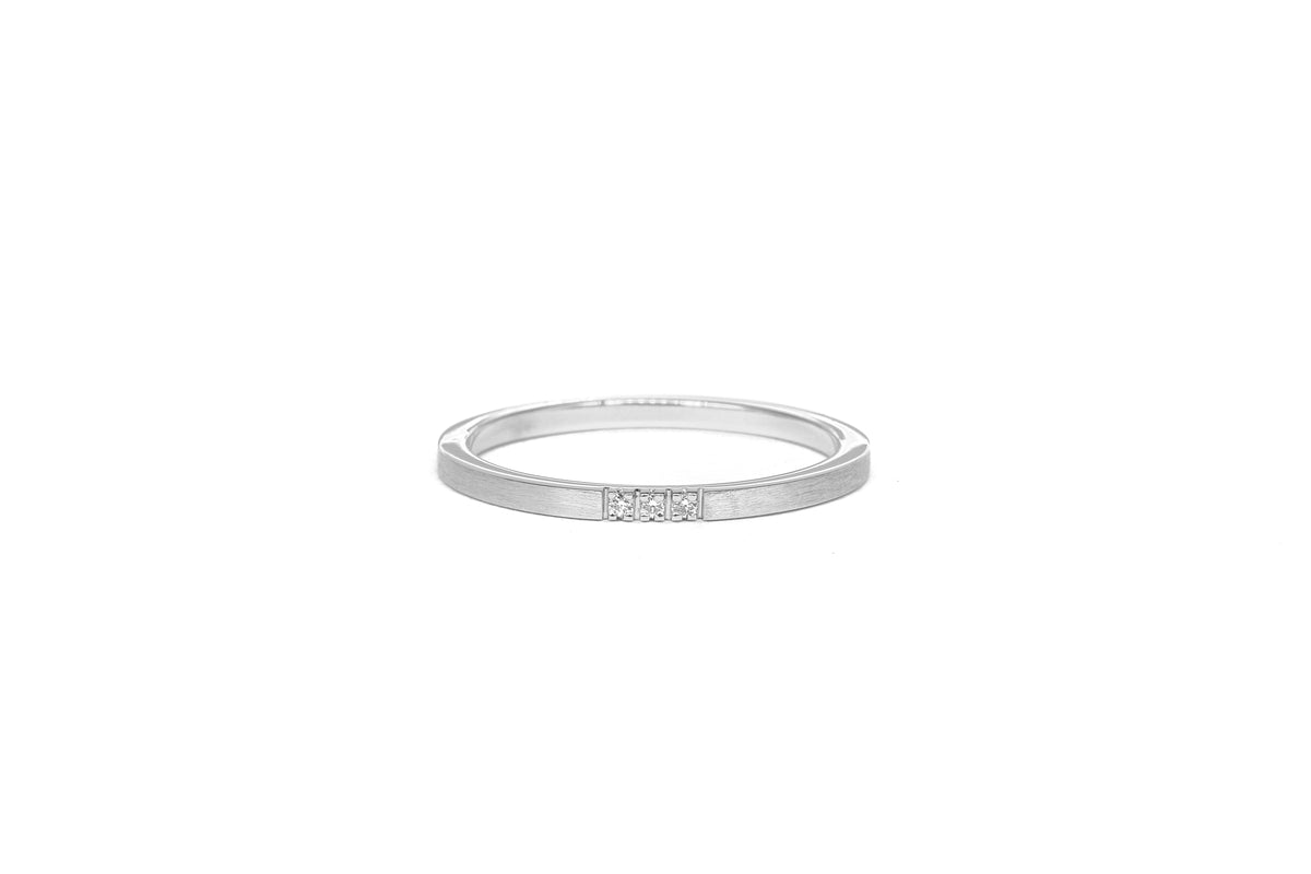 Three Diamond White Gold Ring