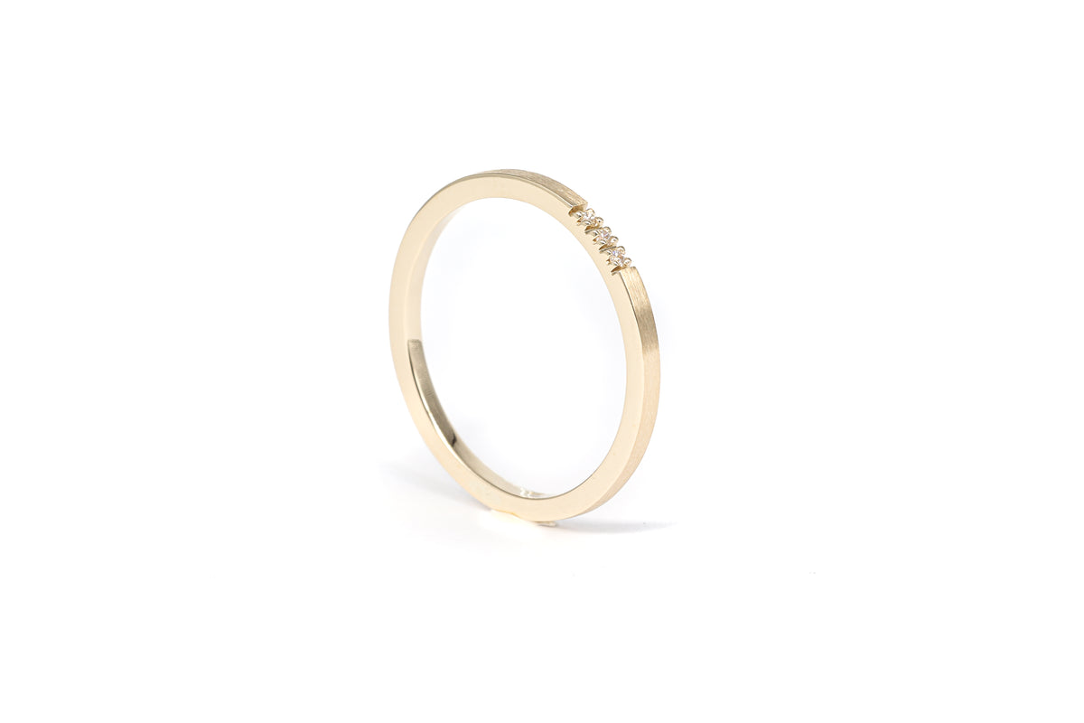 Three Diamond Yellow Gold Ring