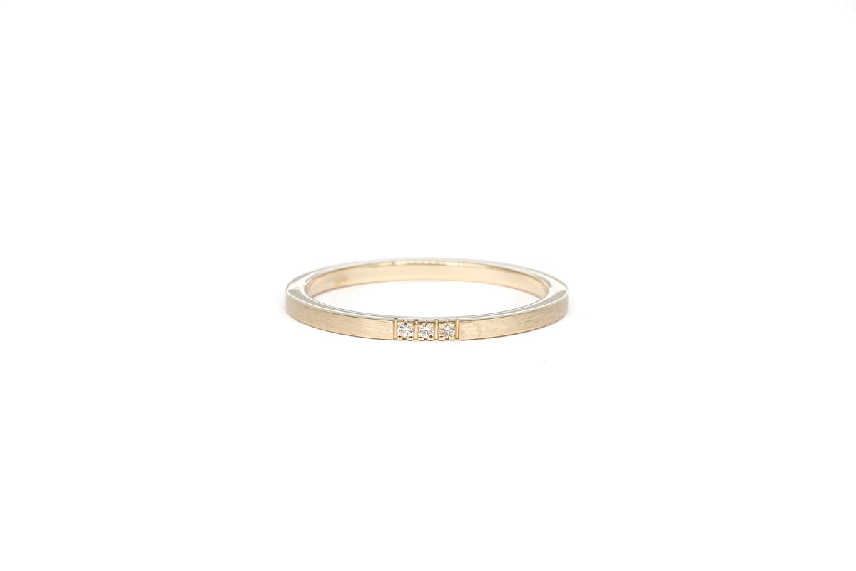 Three Diamond Yellow Gold Ring