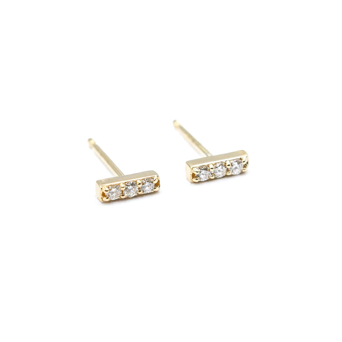 14k Gold Bar Earrings With Diamonds