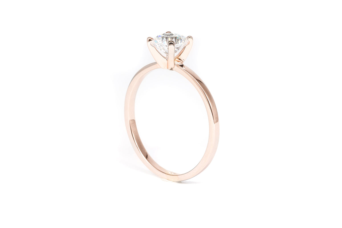 Cushion Moissanite Solitaire Ring in 18K Rose Gold