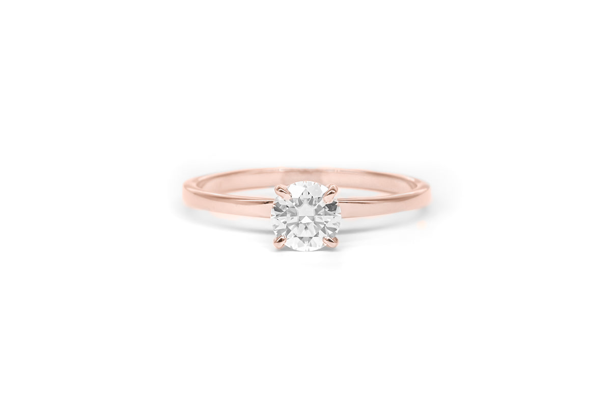 Diamond Solitaire Ring in 18 Karat Rose Gold (0.85 Carat)