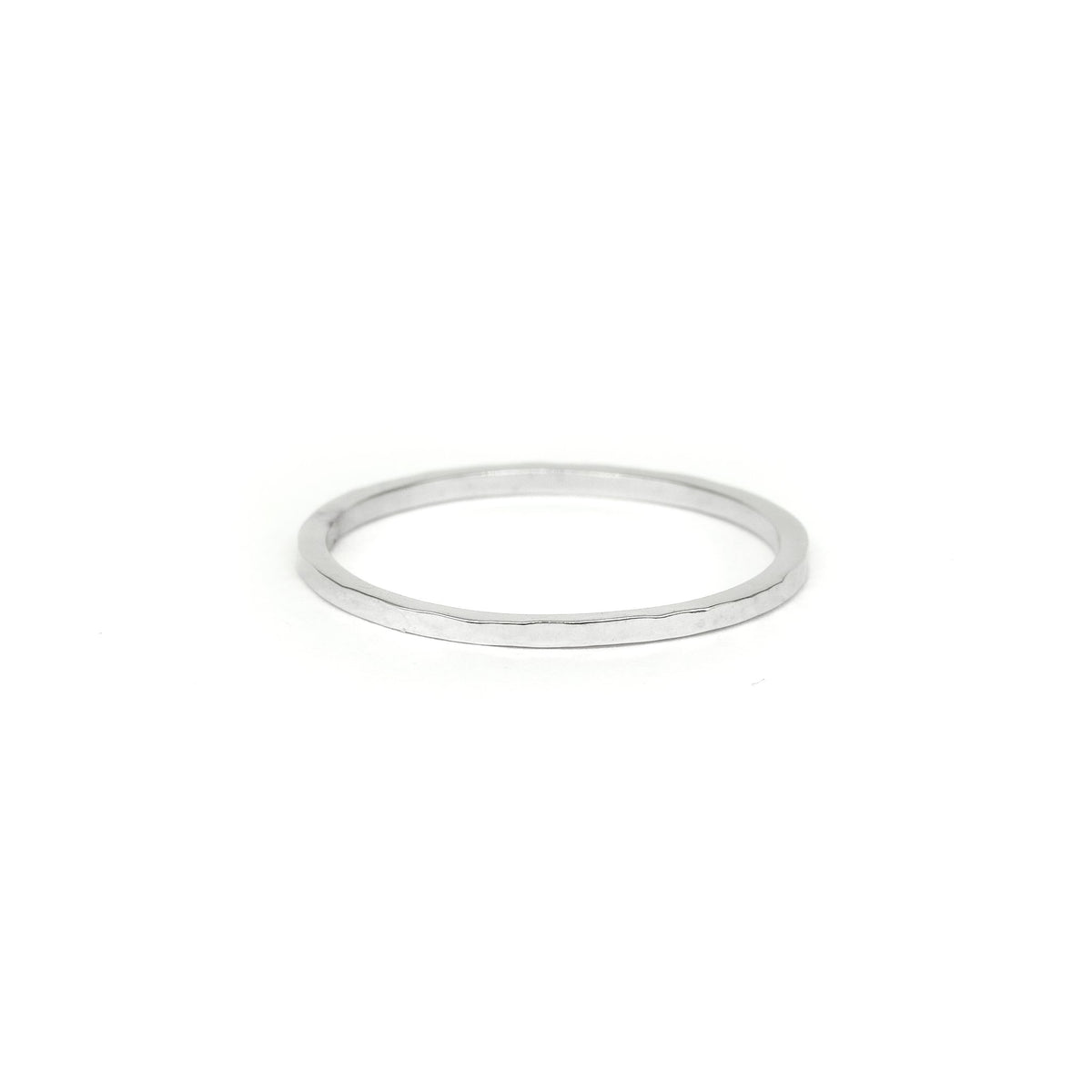 White Gold Hammered Stackable Ring