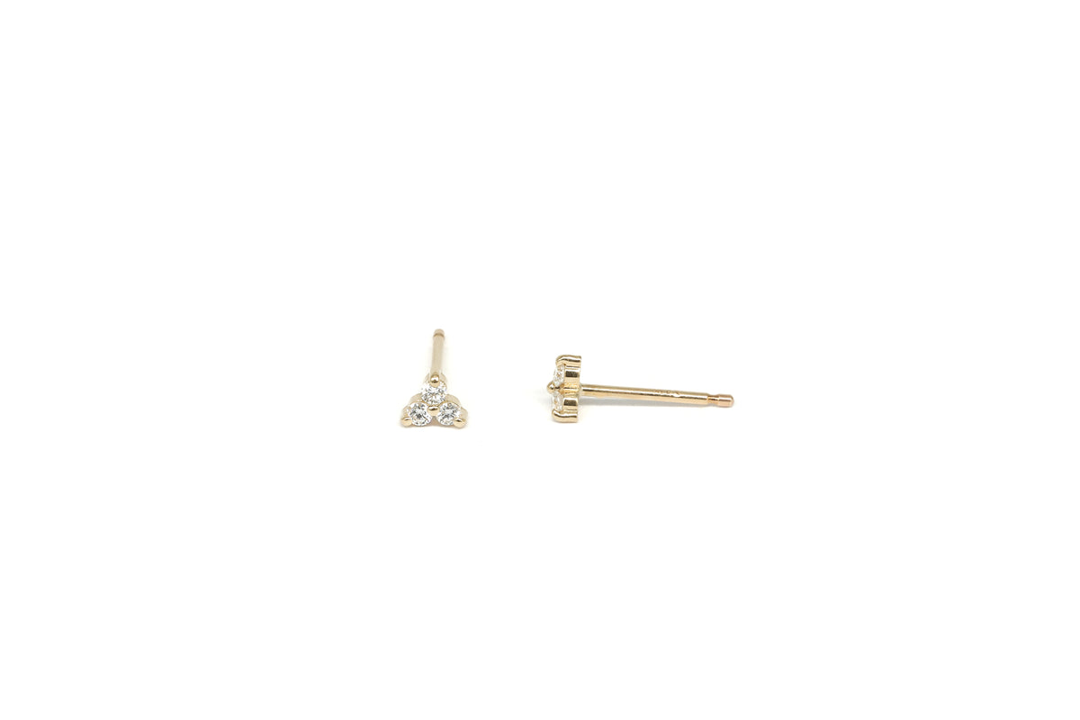 Trinity Diamond Stud Earrings in Yellow Gold (0.12 Carat)