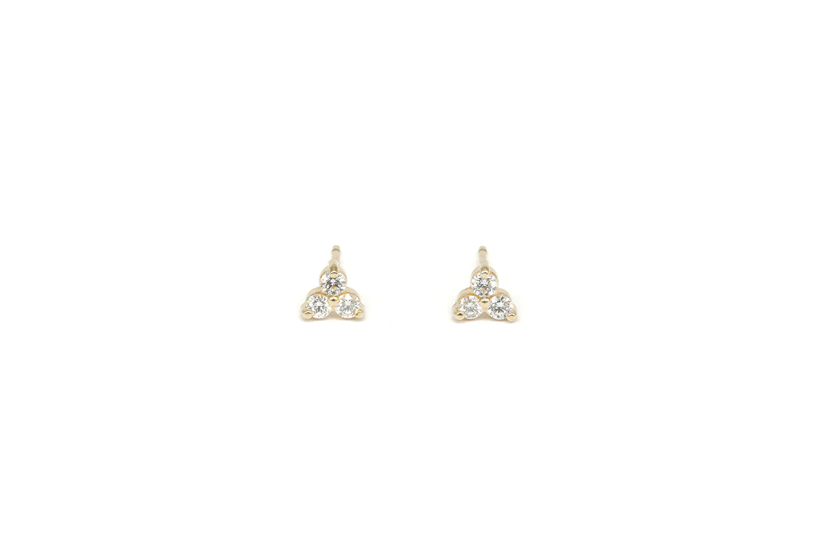 Trinity Diamond Stud Earrings in Yellow Gold (0.12 Carat)