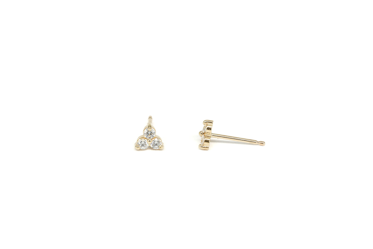 Trinity Diamond Stud Earrings in Yellow Gold (0.16 Carat)